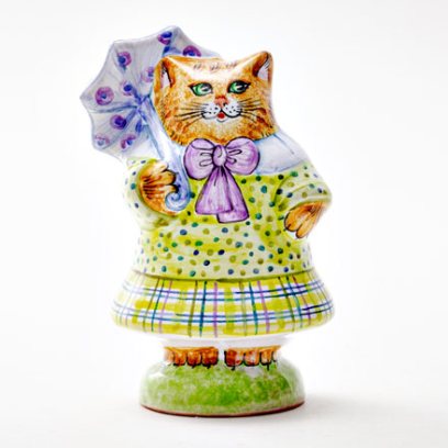 Скульптура «Кошечка с зонтиком 1»