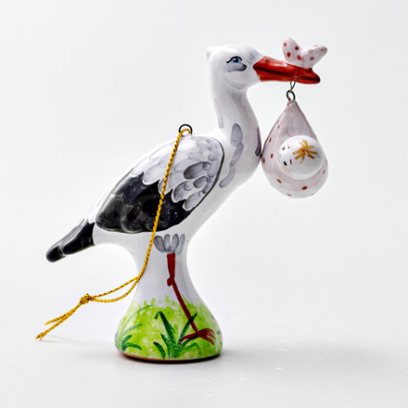 Елочная игрушка «Аист с младенцем 3»