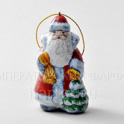 Елочная игрушка «Дед Мороз с елочкой в красной шубе»