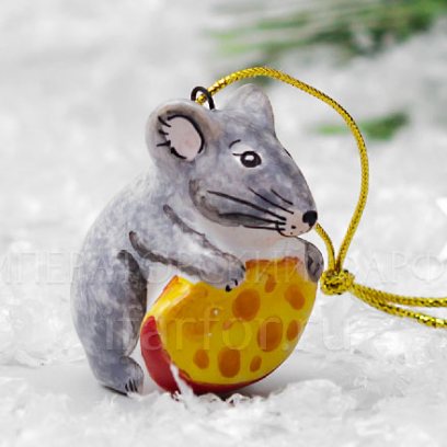 Елочная игрушка «Мышка с сыром»