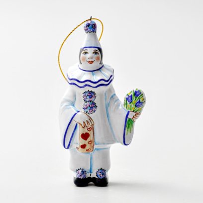 Елочная игрушка «Пьеро с букетом»