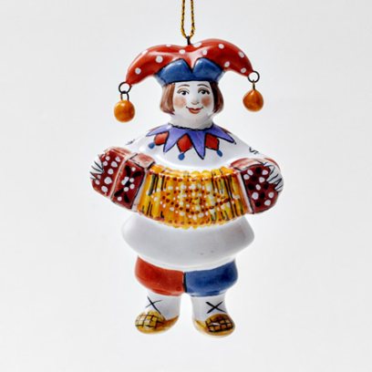 Елочная игрушка «Скоморох с гармошкой»