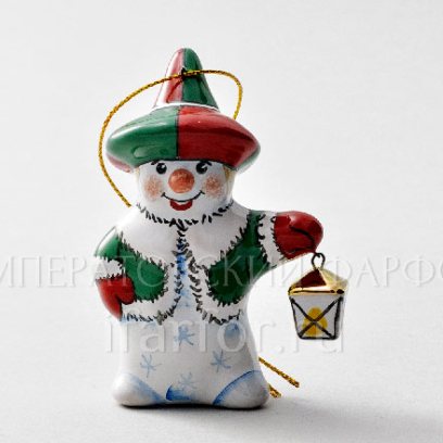 Елочная игрушка «Снеговик с фонариком»