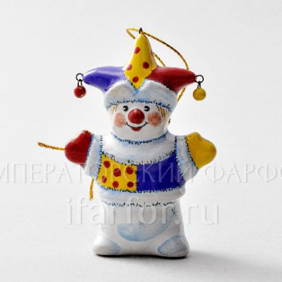 Елочная игрушка «Снеговик-скоморох»