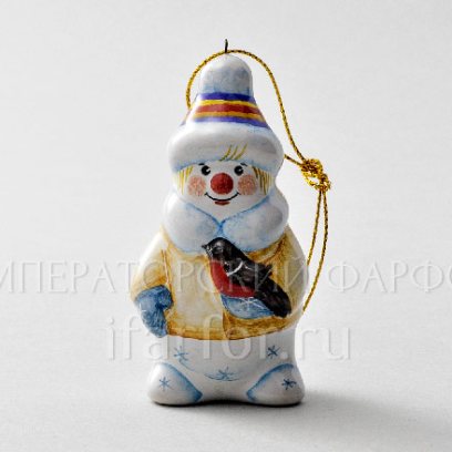 Елочная игрушка «Снеговик со снегирем»