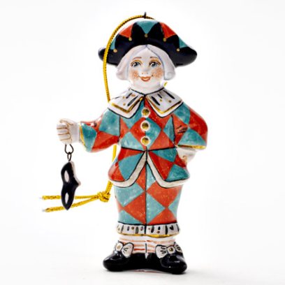 Елочная игрушка «Золотой ключик. Арлекин с маской 1»