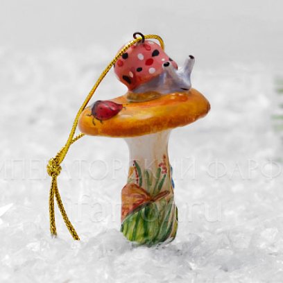 Елочная игрушка Грибы. Рыжик с улиткой