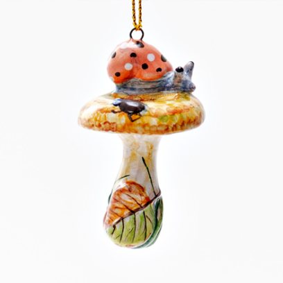Елочная игрушка Грибы. Рыжик с улиткой 2