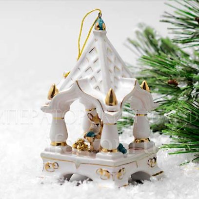 Елочная игрушка Белка в тереме Белка в розовом тереме