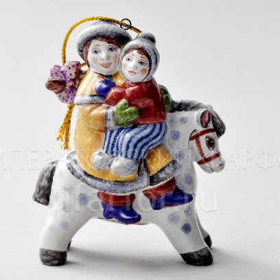 Елочная игрушка Вдвоем на лошадке