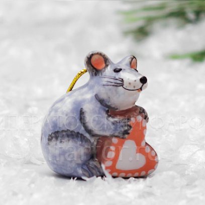 Елочная игрушка «Мышка с пряником»