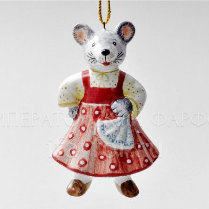 Елочная игрушка Мышь в сарафане