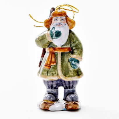 Елочная игрушка «Серебряное копытце. Дед Кокованя» Майолика. 55 x 105 мм.