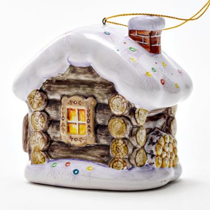 Елочная игрушка «Серебряное копытце. Избушка (зимний балаган)»