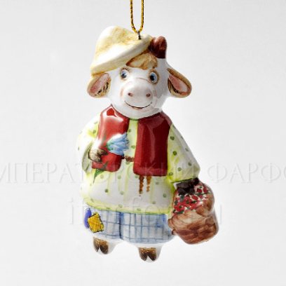 Елочная игрушка «Бычок с корзинкой»