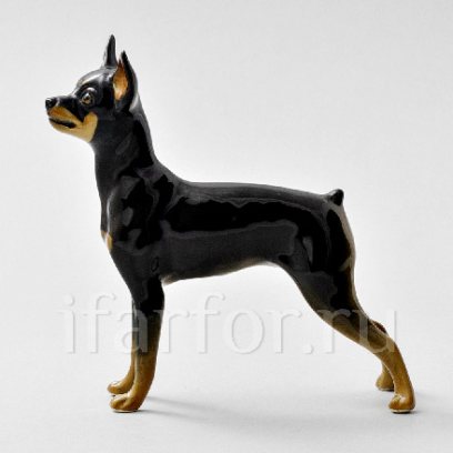 Скульптура «Той-терьер стоящий черный»