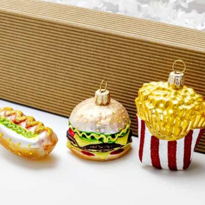 Набор елочных игрушек в подарочной коробке Fast food