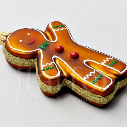 Елочная игрушка «Пряничный человечек» Стекло. 60 x 100 мм.
