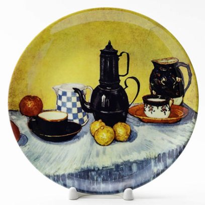 Декоративная тарелка Синий глянцевый кофейник