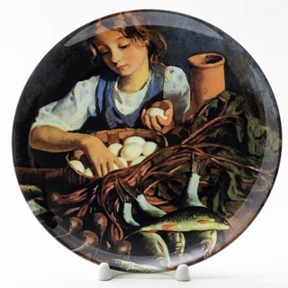 Декоративная тарелка На кухне. Портрет Кати.