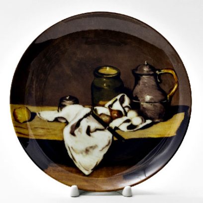 Декоративная тарелка Натюрморт с зеленым сосудом и оловянным кувшином