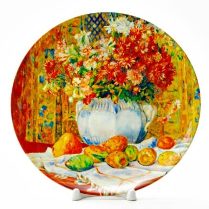 Декоративная тарелка Цветы в вазе и груши