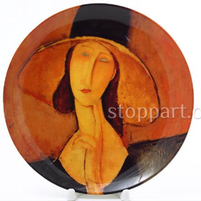 Декоративная тарелка «Портрет Жанны Эбютерн в шляпе»