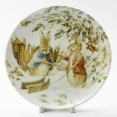 Декоративная тарелка Кролики зимой
