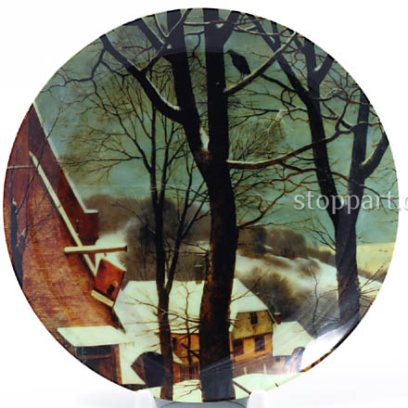 Декоративная тарелка «Охотники на снегу 1»