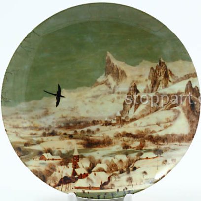 Декоративная тарелка «Охотники на снегу 3»