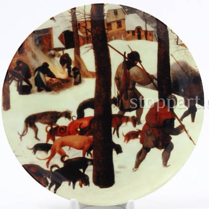 Декоративная тарелка Охотники на снегу 4
