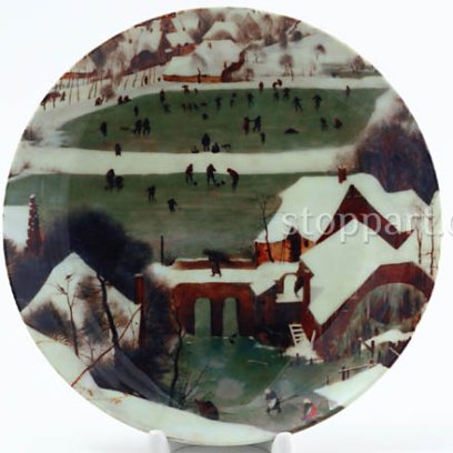 Декоративная тарелка «Охотники на снегу 6»