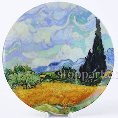 Декоративная тарелка «Пшеничное поле с кипарисом»