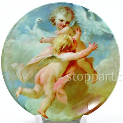 Декоративная тарелка «Два ангелочка и голуби»