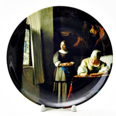 Декоративная тарелка Дама, пишущая письмо, со своей служанкой