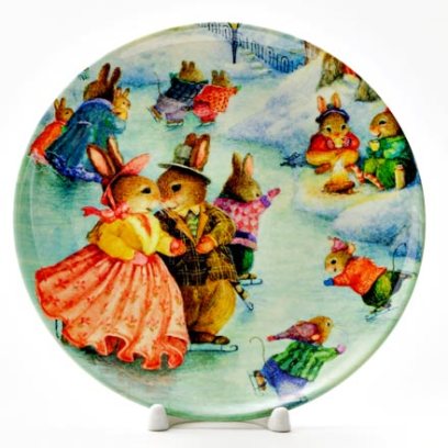 Декоративная тарелка Кролики на катке