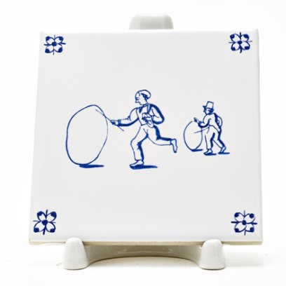 Изразец Голландский Детские игры. Катание обруча 2