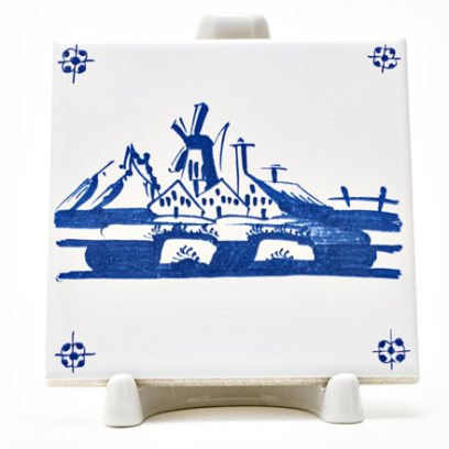 Изразец Голландский. Деревушка с мельницей