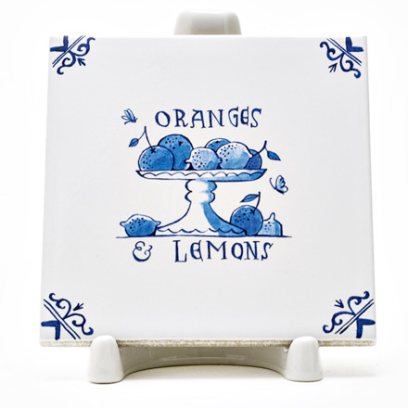 Изразец Голландский. Ваза с апельсинами и лимонами