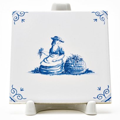 Изразец Голландский. Девушка с виноградом