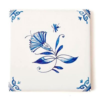 Изразец «Голландский. Цветок с пчелкой 4»