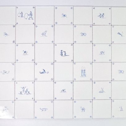 Набор изразцов «Голландский. Голландские мотивы 77» Керамика. 97 x 97 мм.