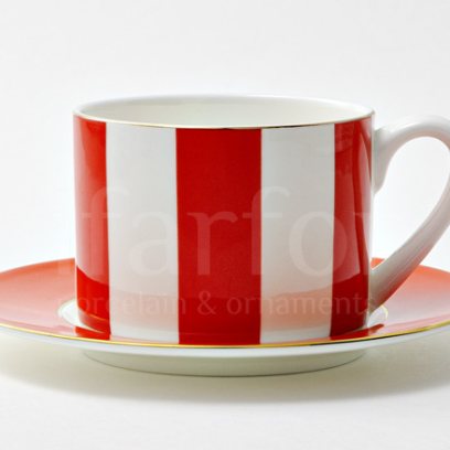 Чашка с блюдцем чайная «Алиса красный 5» 1/2 Форма: Прима. Костяной фарфор. 250 мл.