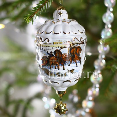 Елочная игрушка Фонарик ажурный Тройка