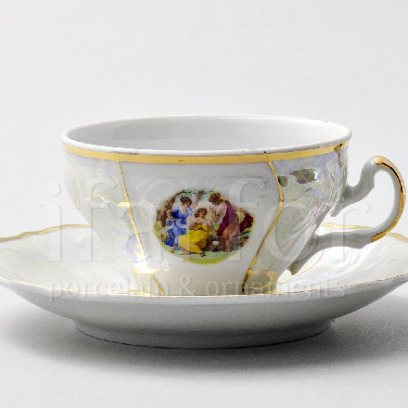 Чашка с блюдцем чайная «Мадонна Перламутр» 1/2