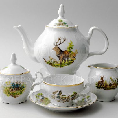 Сервиз чайный Охотничьи сюжеты 6/17 Бернадотт