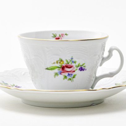 Чашка с блюдцем чайная «Бернадотт Мейсенский букет» 1/2