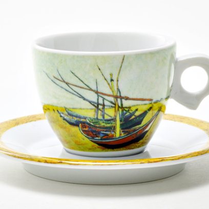 Чашка с блюдцем кофейная «Ван Гог. Лодки» 1/2
