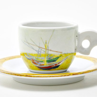 Чашка с блюдцем кофейная «Ван Гог. Лодки» 1/2