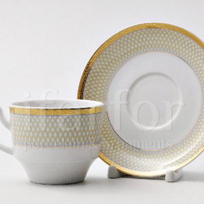 Чашка с блюдцем чайная «Коричневая сетка» 1/2